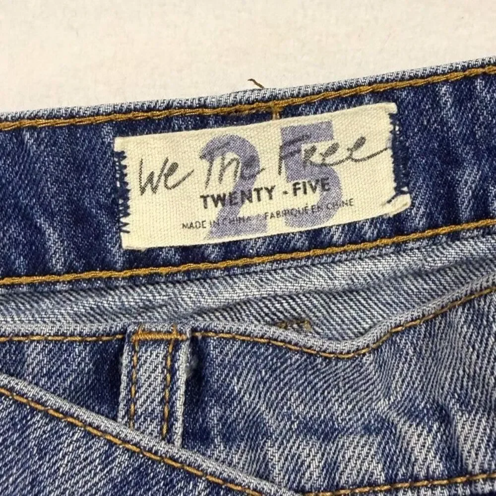 Free People Parker Asymmetrical Wrap Distressed Denim Mini Skirt 25 Summer Boho - Picture 3 of 5